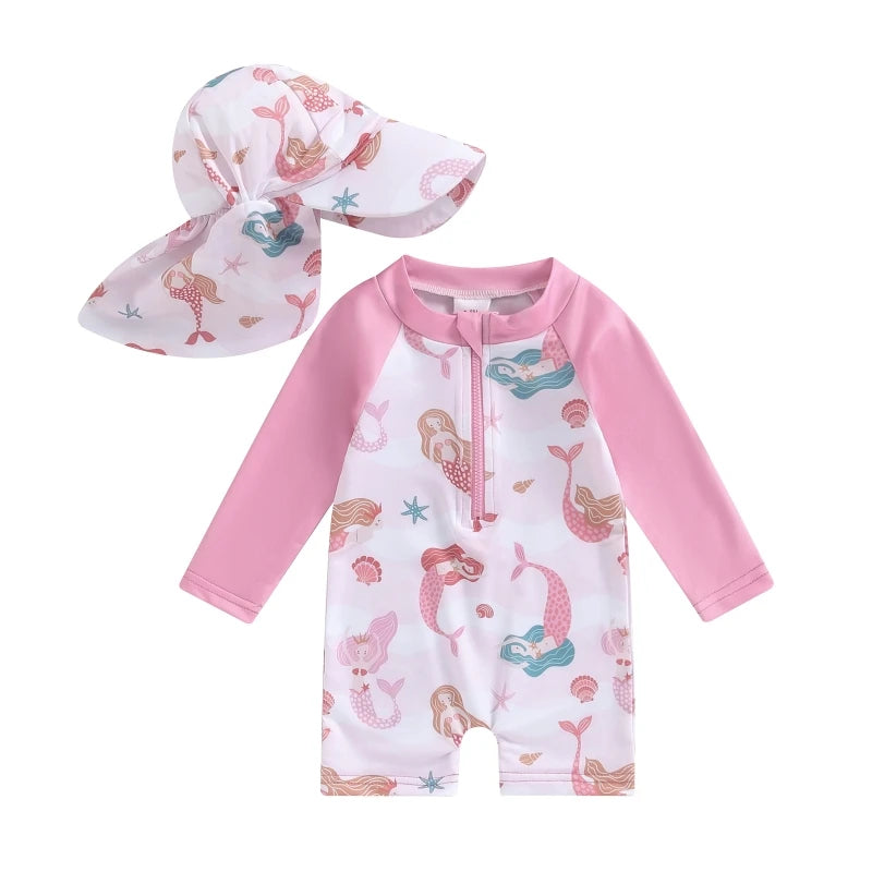 Long Sleeve Baby Swimsuit & Sun Hat Set