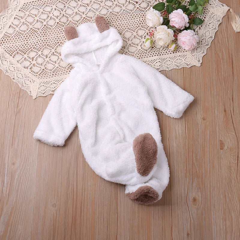 Cozy Bear Hooded Baby Onesie