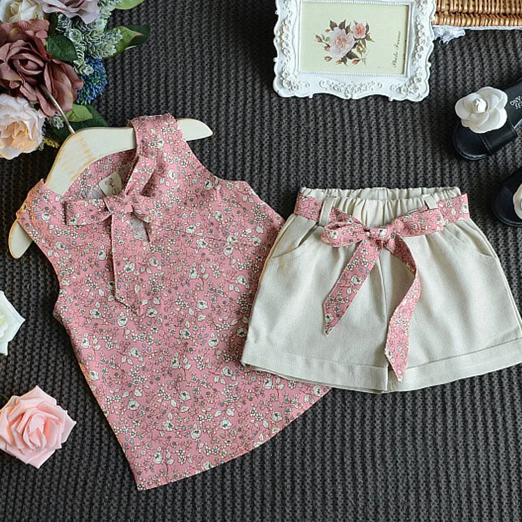 Floral Tie-Front Top & Shorts Set