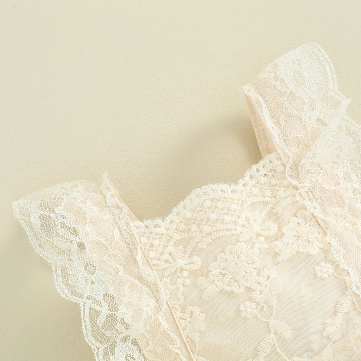 Delicate Floral Lace Baby Romper