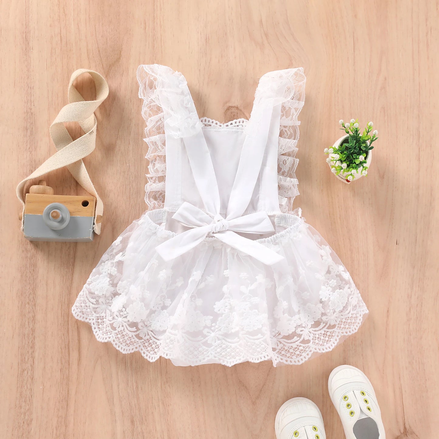 Delicate Floral Lace Baby Romper
