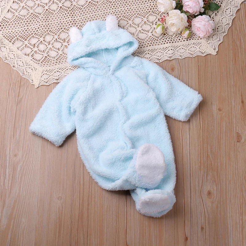 Cozy Bear Hooded Baby Onesie