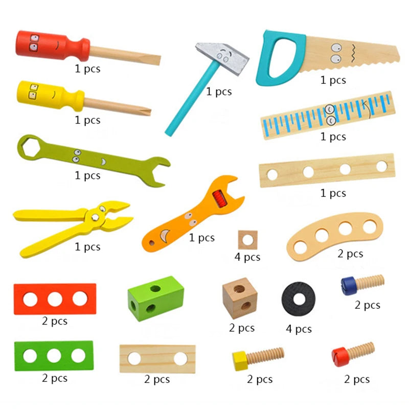 Holz-Werkzeugkasten-Spielset