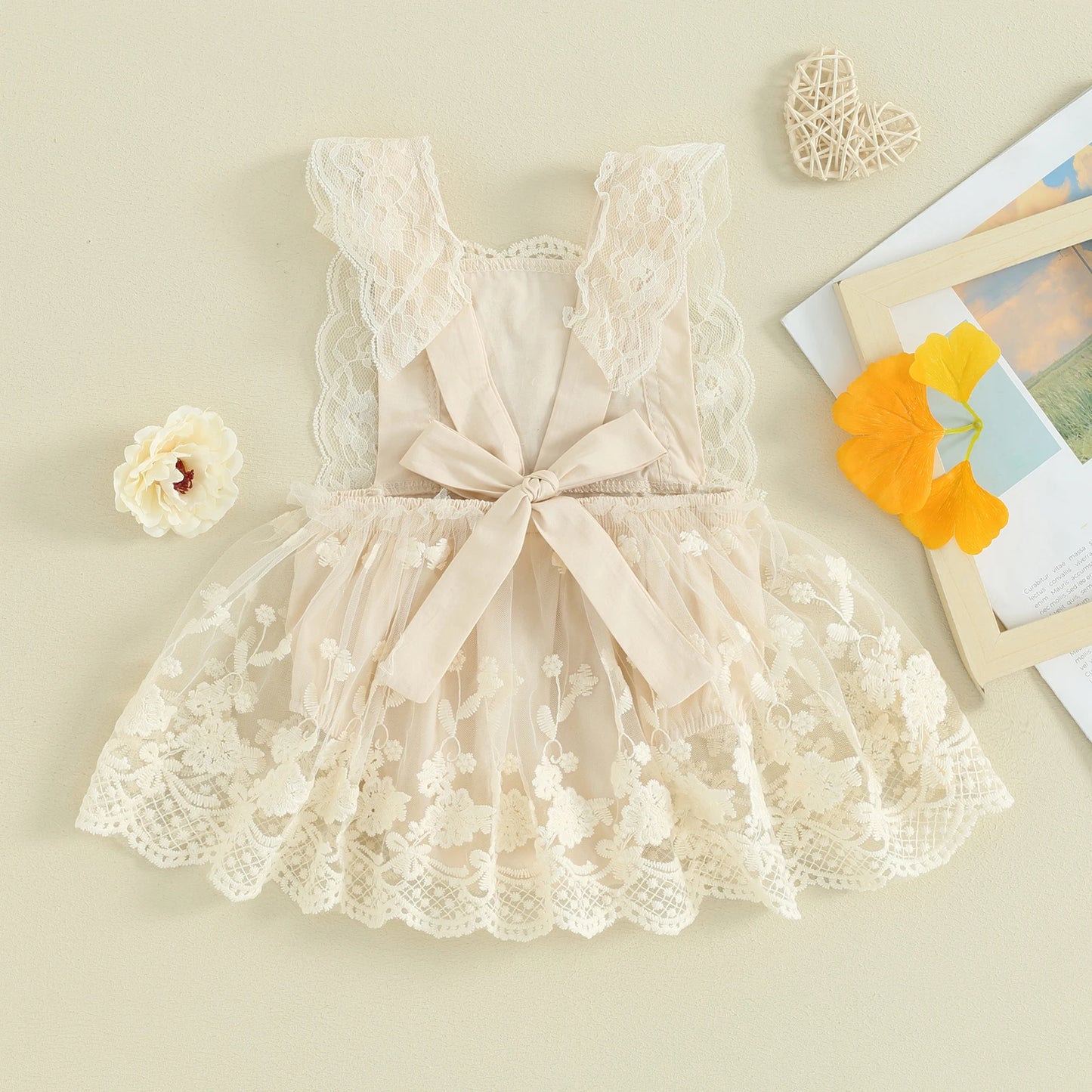 Delicate Floral Lace Baby Romper
