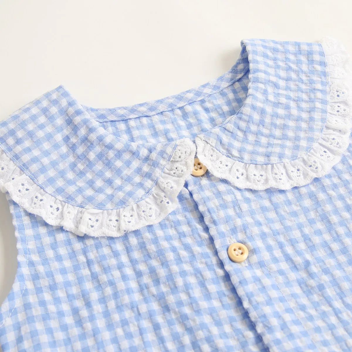 Gingham Sleeveless Baby Rompers