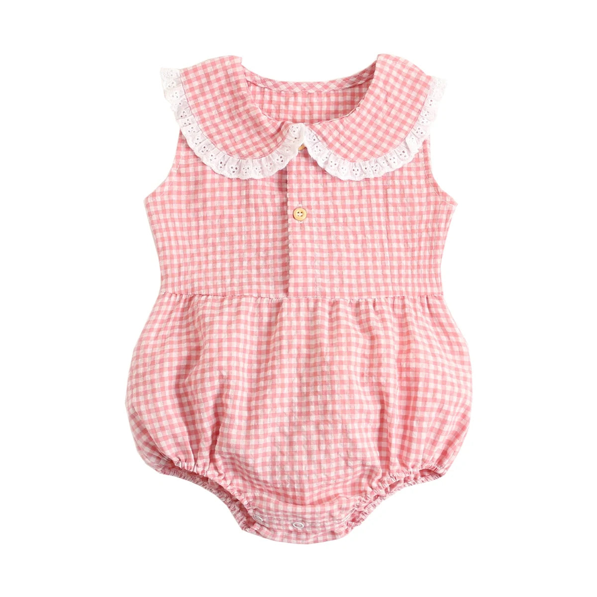 Gingham Sleeveless Baby Rompers