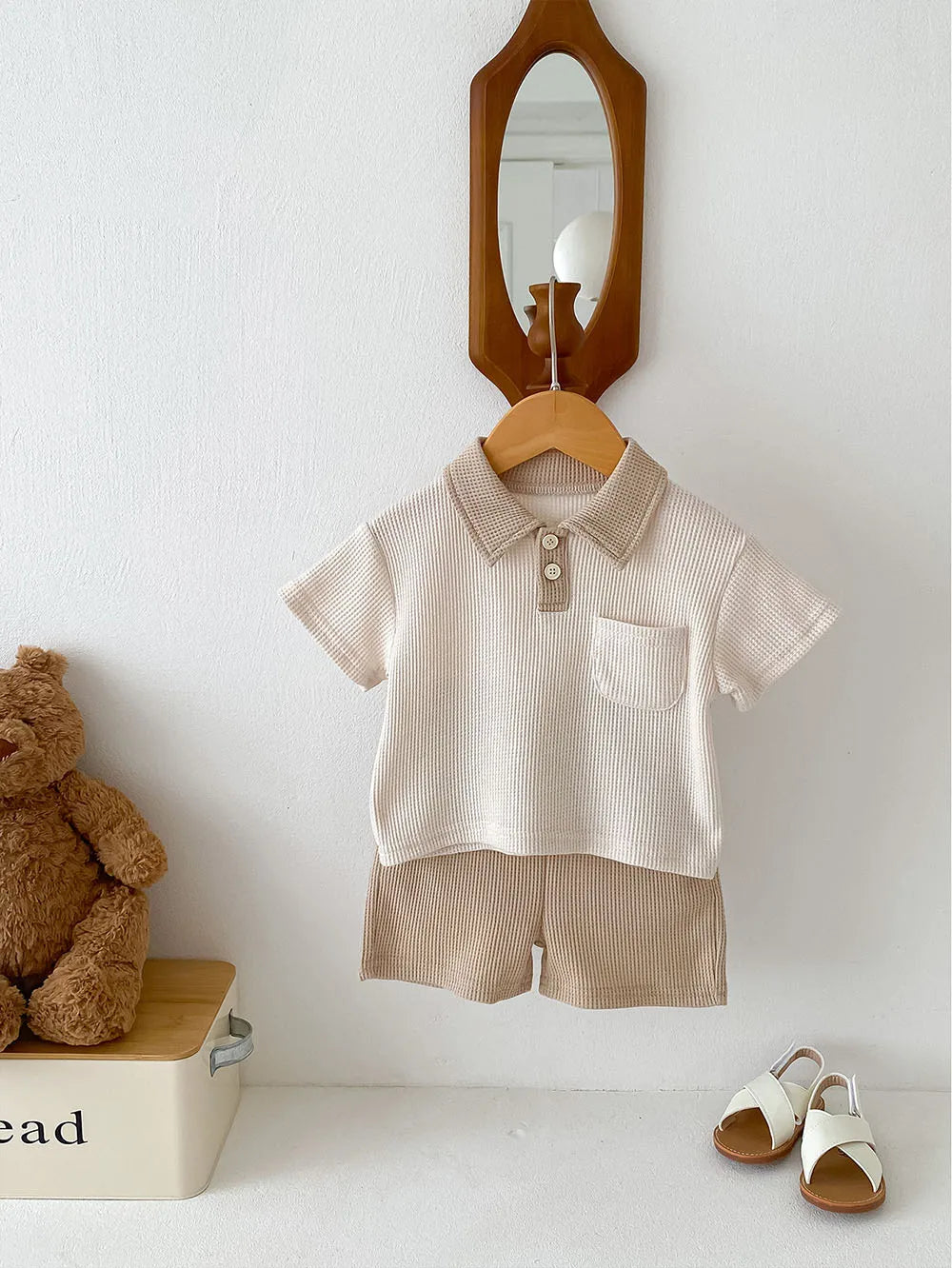 Little Gentleman Ribbed Polo & Shorts Set