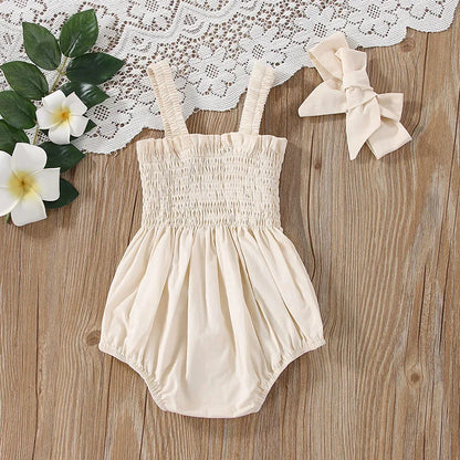 Smocked Baby Romper with Bow
