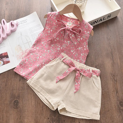 Floral Tie-Front Top & Shorts Set