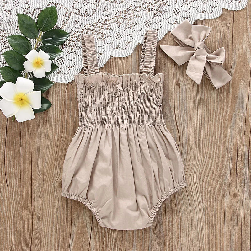 Smocked Baby Romper with Bow