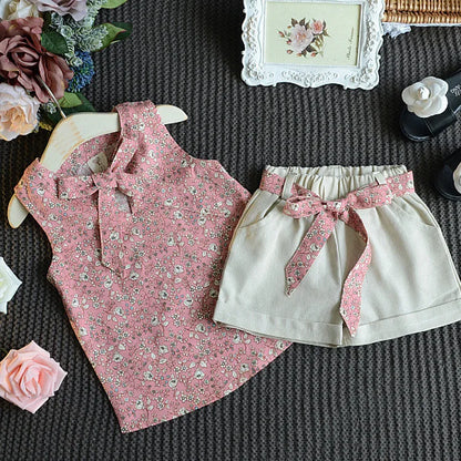 Floral Tie-Front Top & Shorts Set