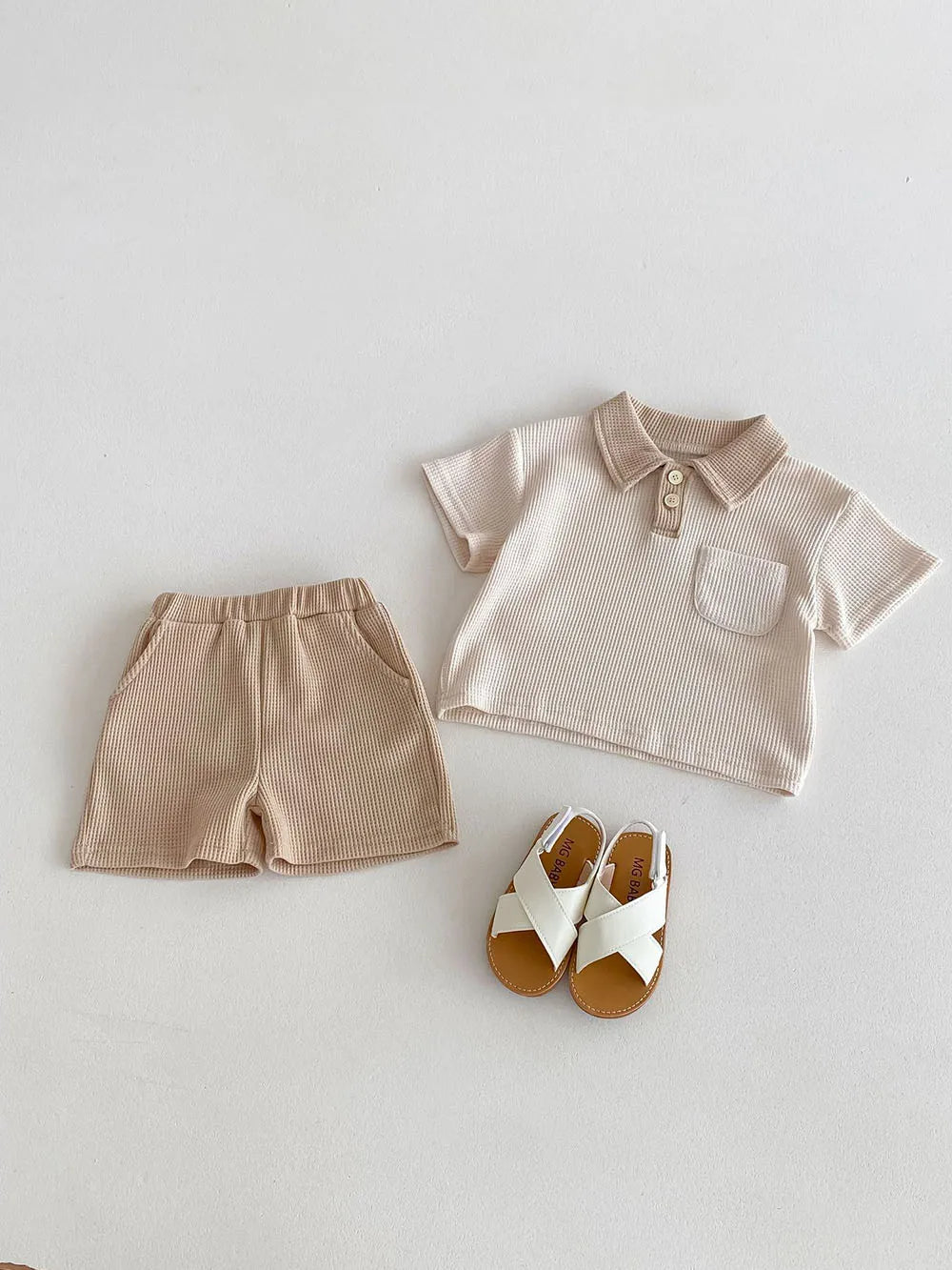 Little Gentleman Ribbed Polo & Shorts Set