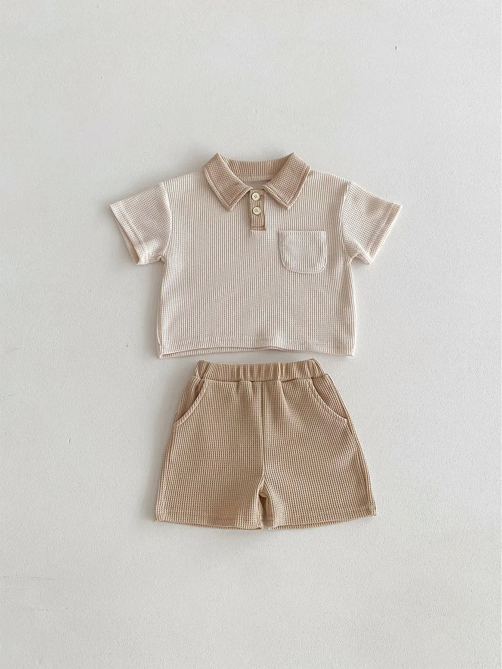 Little Gentleman Ribbed Polo & Shorts Set