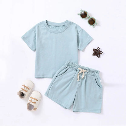 Kids' Solid Color T-Shirt & Shorts Set