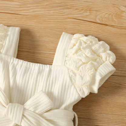 Ruffle Sleeve Romper with Belt