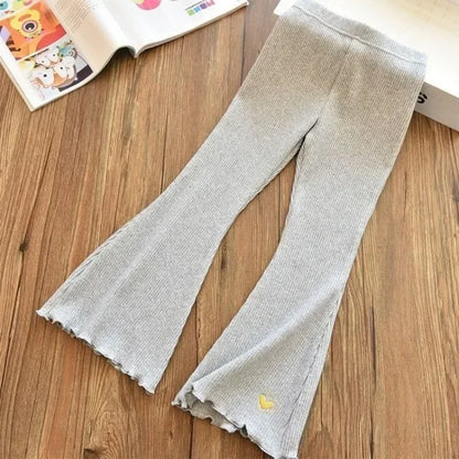 Soft Ribbed Flare Leggings with Heart Detail