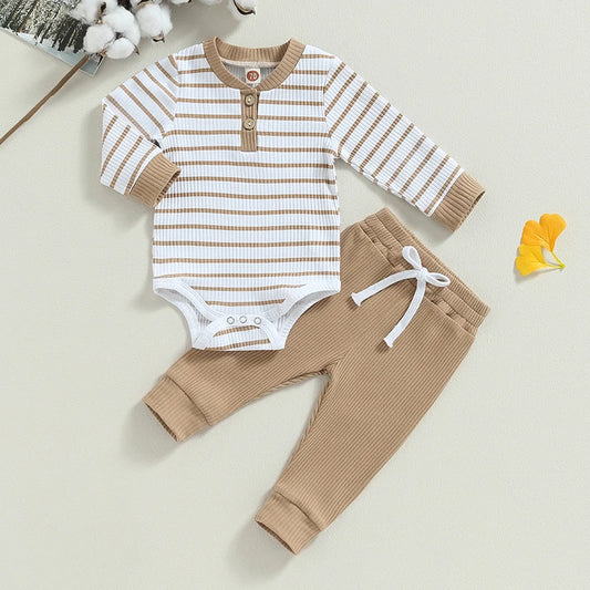 Ribbed Stripe Bodysuit & Pants Set
