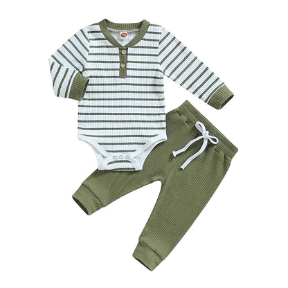 Ribbed Stripe Bodysuit & Pants Set