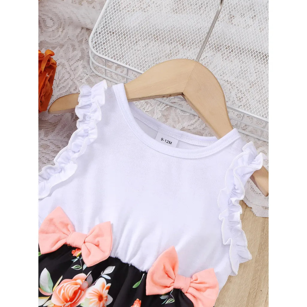 Skirt Top Dress with Ruffle Sleeves