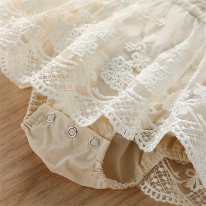 Elegant Lace Ruffle Baby Romper