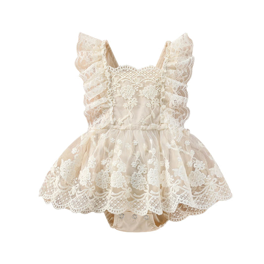 Delicate Floral Lace Baby Romper