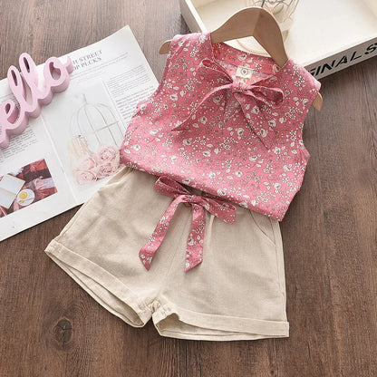 Floral Tie-Front Top & Shorts Set