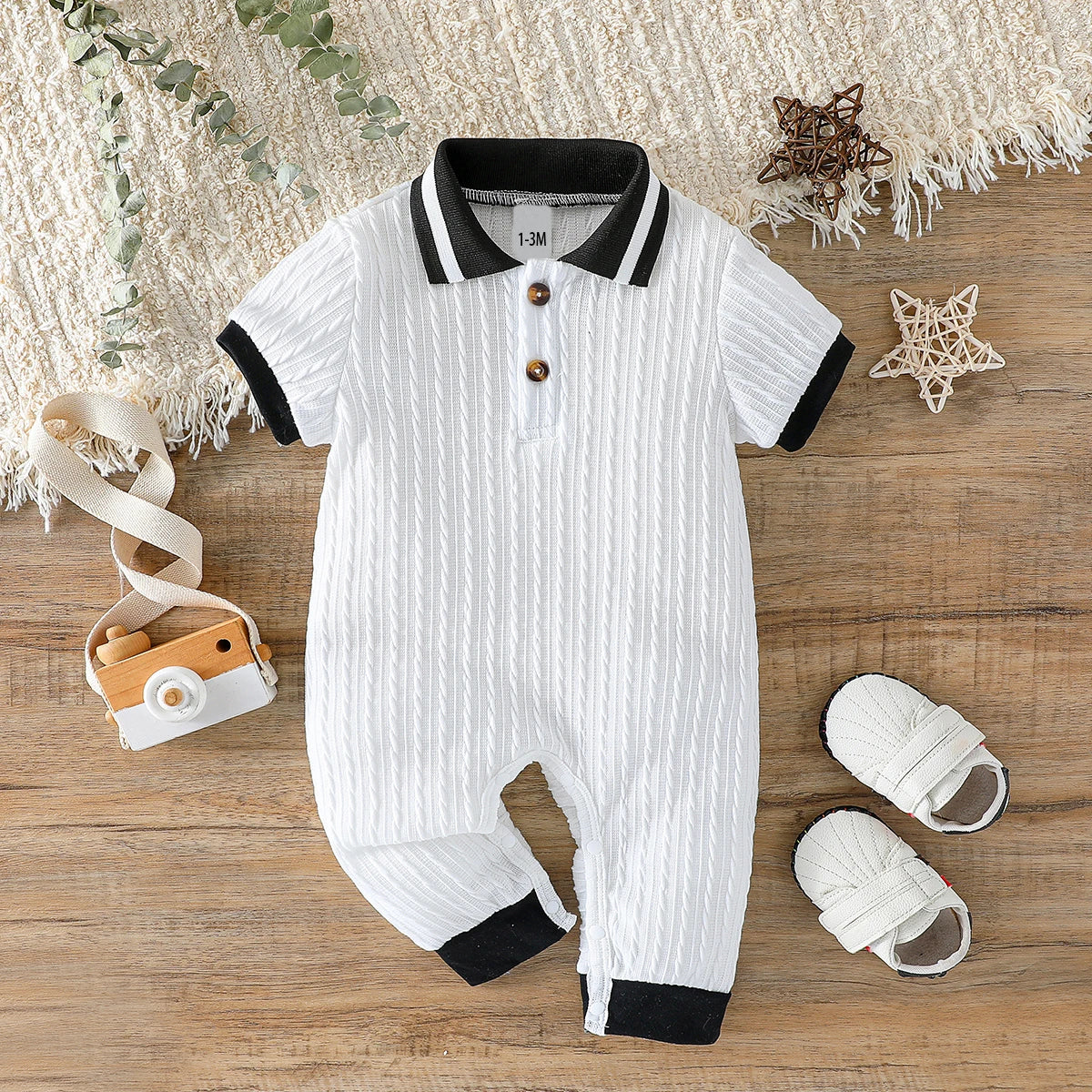 Trendy Ribbed Polo Romper