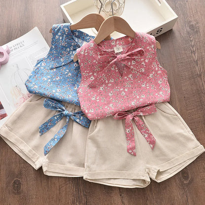 Floral Tie-Front Top & Shorts Set