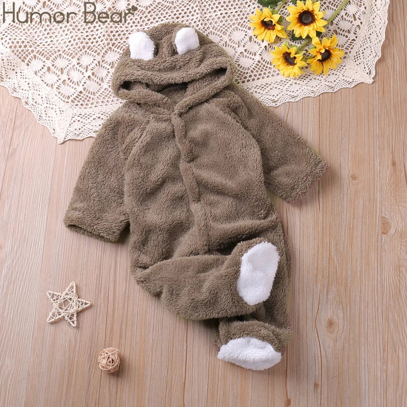 Cozy Bear Hooded Baby Onesie