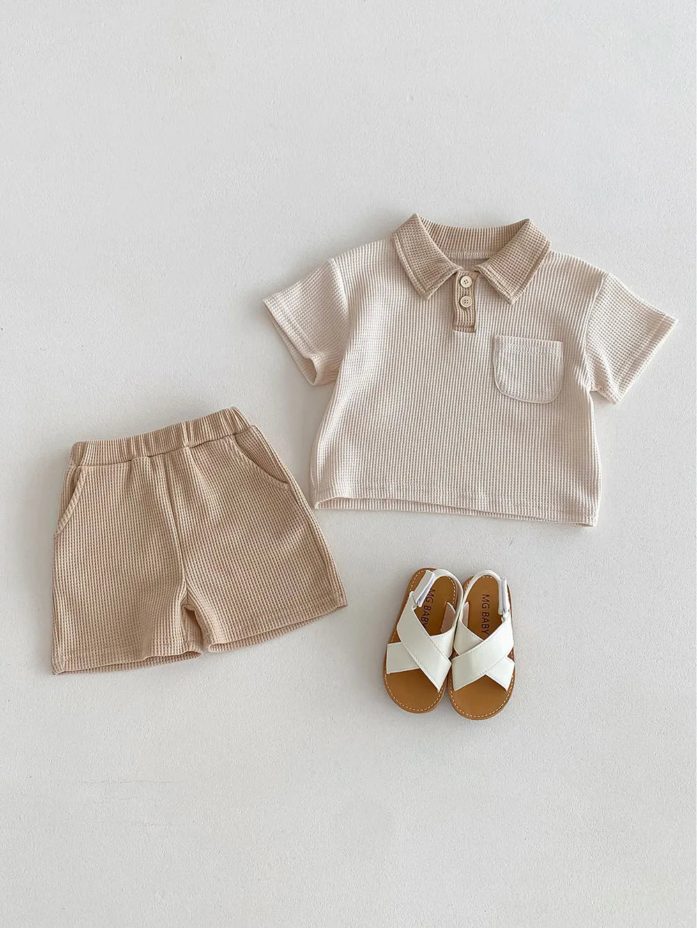 Little Gentleman Ribbed Polo & Shorts Set