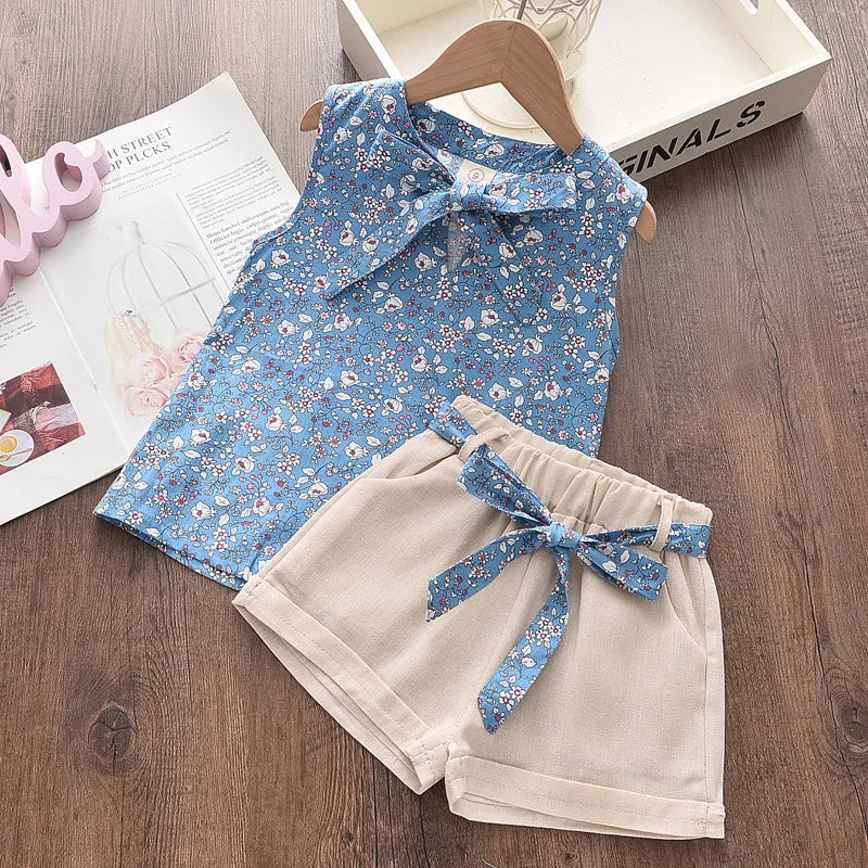 Floral Tie-Front Top & Shorts Set