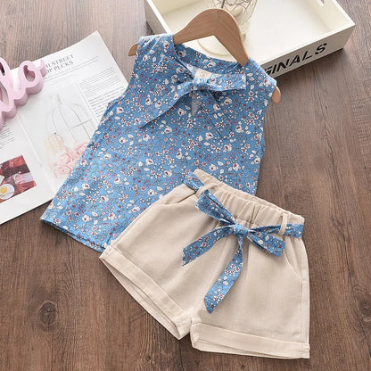Floral Tie-Front Top & Shorts Set