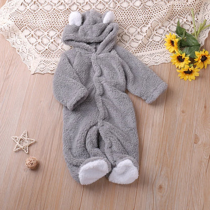 Cozy Bear Hooded Baby Onesie