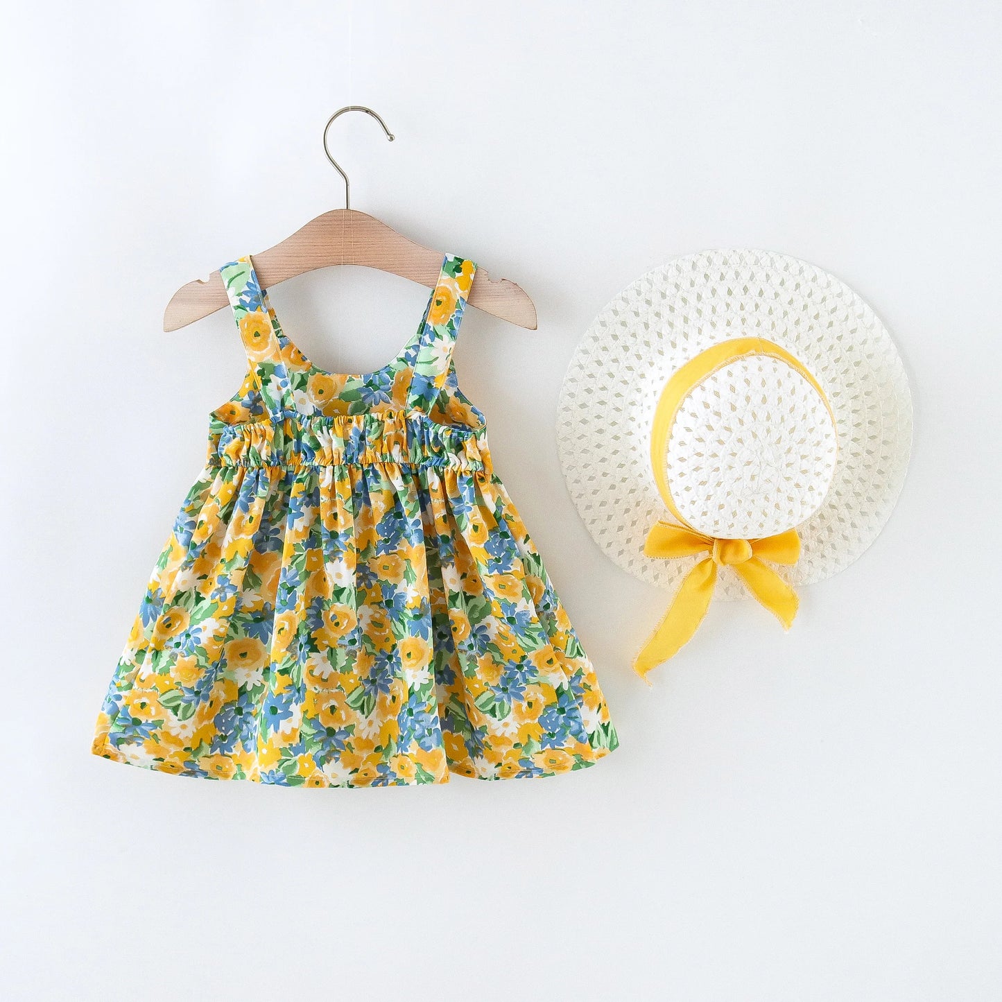 Floral Sundress & Sun Hat Set with Bow