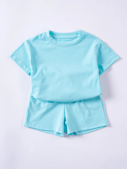 Kids' Solid Color T-Shirt & Shorts Set
