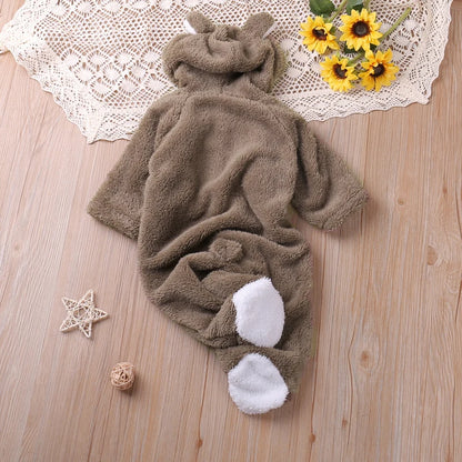 Cozy Bear Hooded Baby Onesie
