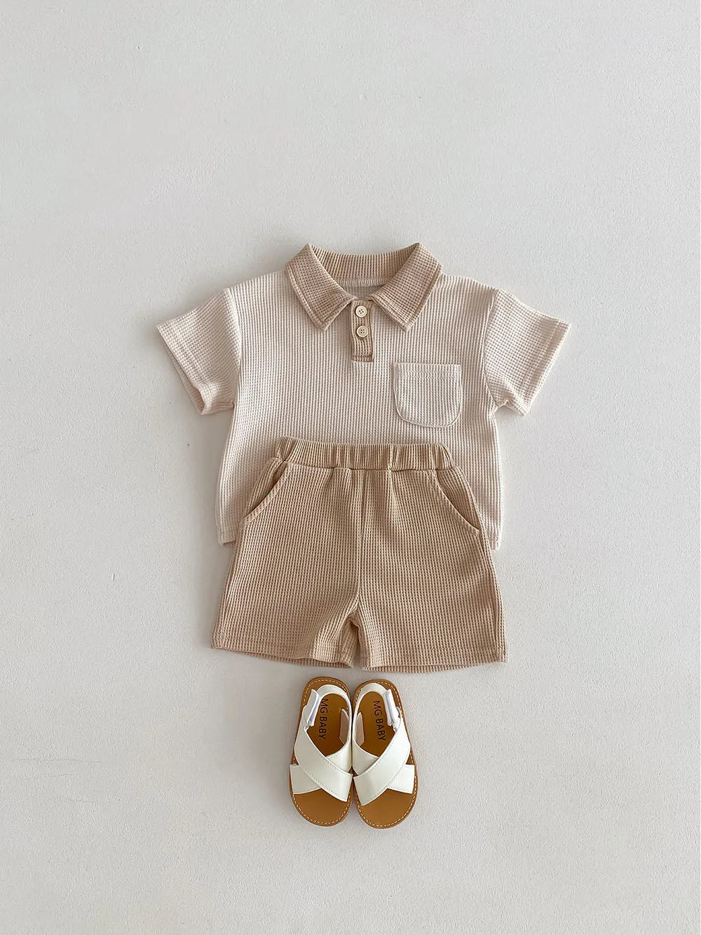 Little Gentleman Ribbed Polo & Shorts Set