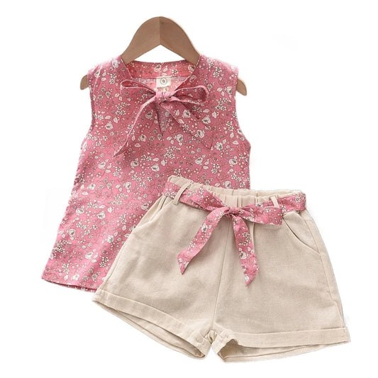 Floral Tie-Front Top & Shorts Set