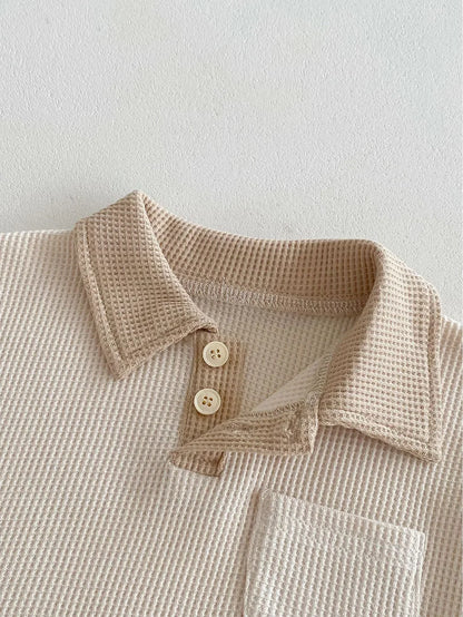 Little Gentleman Ribbed Polo & Shorts Set