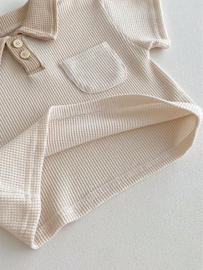 Little Gentleman Ribbed Polo & Shorts Set