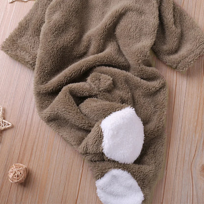 Cozy Bear Hooded Baby Onesie