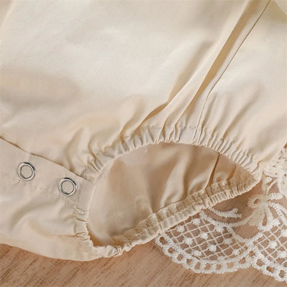 Elegant Lace Ruffle Baby Romper