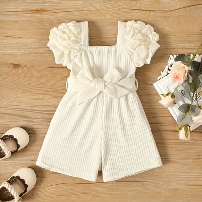 Ruffle Sleeve Romper with Belt