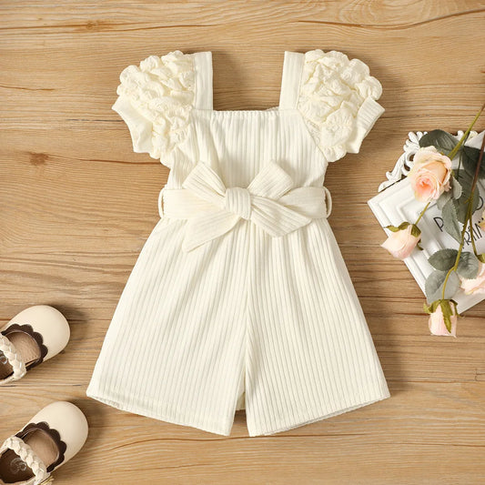 Ruffle Sleeve Romper with Belt