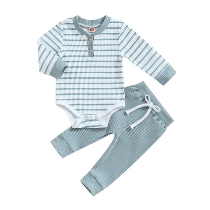 Ribbed Stripe Bodysuit & Pants Set