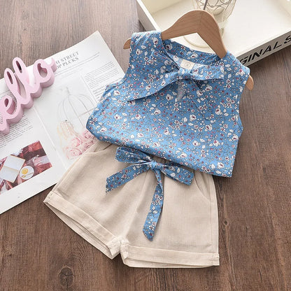Floral Tie-Front Top & Shorts Set