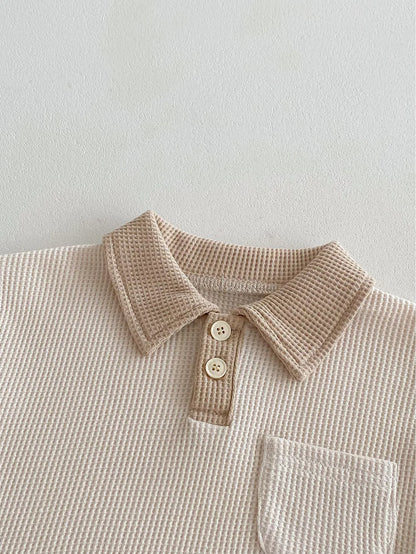 Little Gentleman Ribbed Polo & Shorts Set