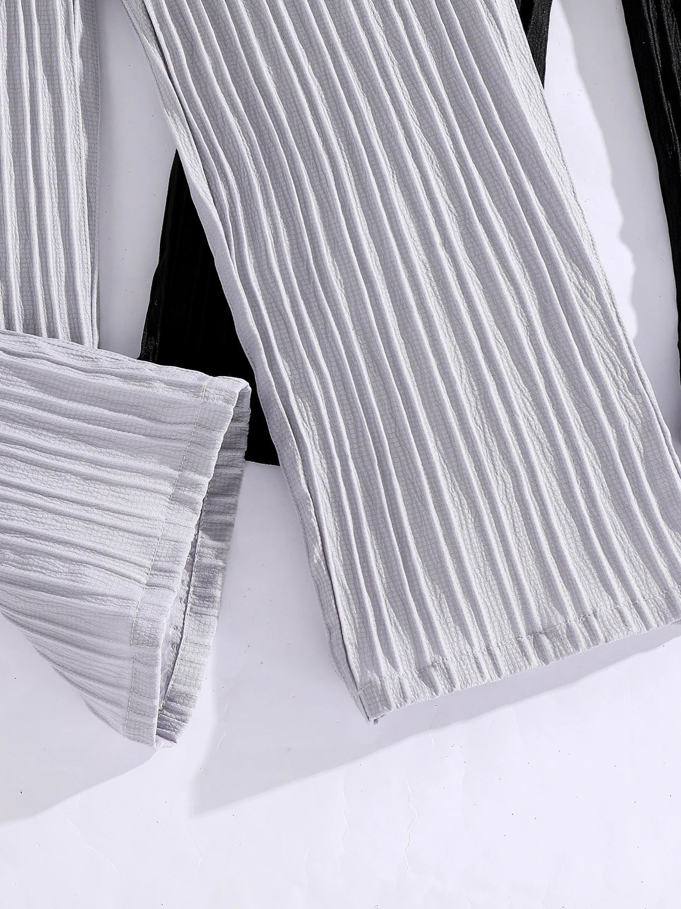 Stylish Pleated Paper Bag Waist Pants with Tie