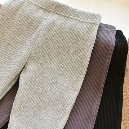 Soft Ribbed Flare Leggings with Heart Detail