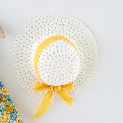 Floral Sundress & Sun Hat Set with Bow